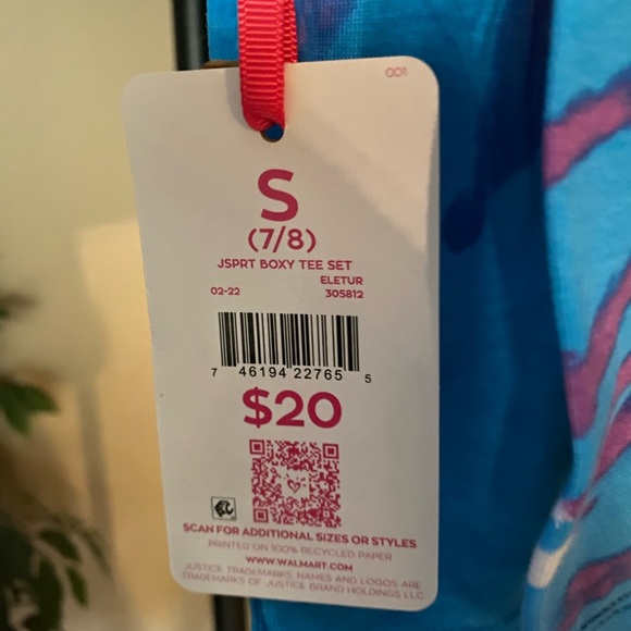 NWT JUSTICE 2pc JSPRT BOXY TEE SET. Size (7/8) Small - Picture 4 of 4